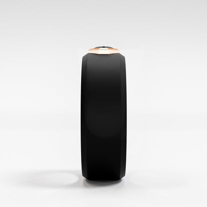 The Onyx Hex - Black Diamond Octagon Bezel Ring