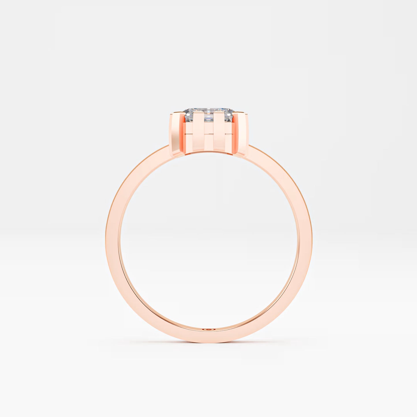 The Asscher -  Art Deco Geometric Cage Asscher Cut Diamond Ring