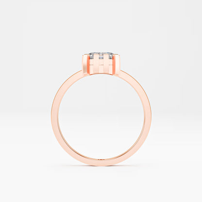 The Asscher -  Art Deco Geometric Cage Asscher Cut Diamond Ring