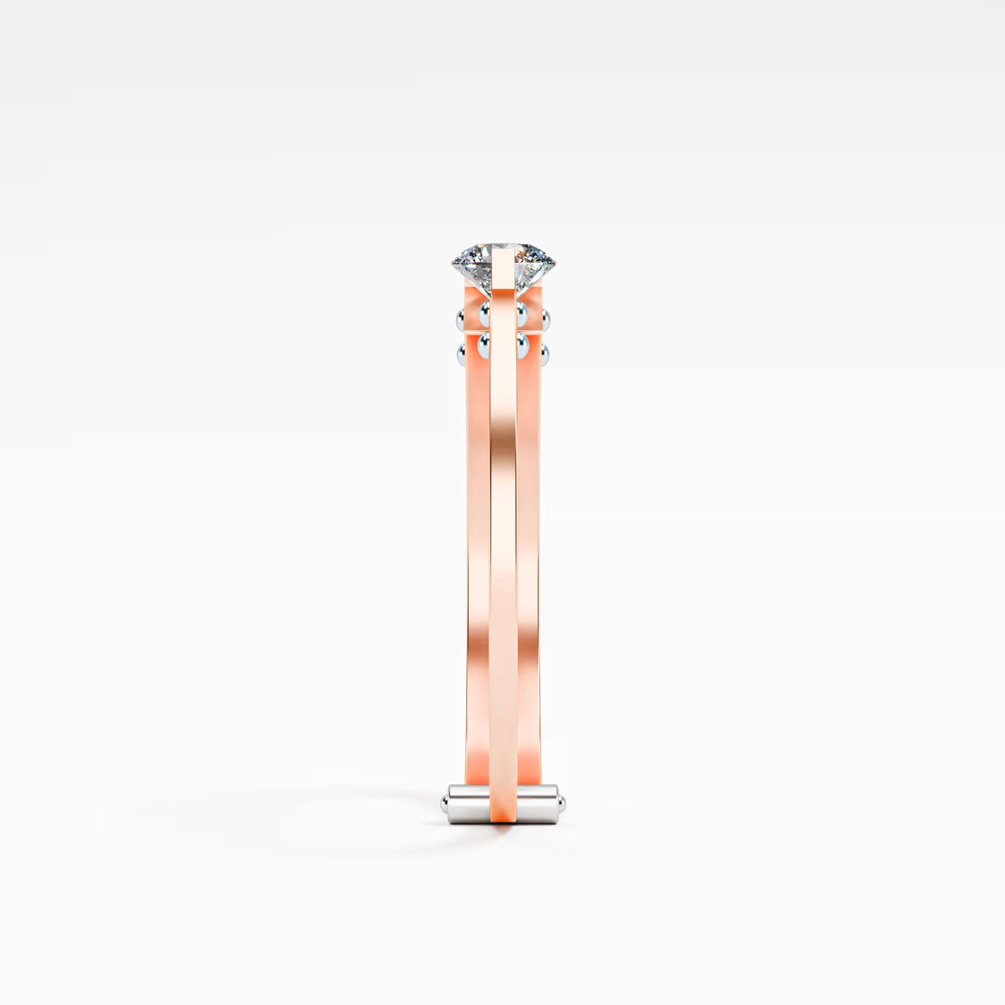 Double Rail Open-Shank Solitaire Ring