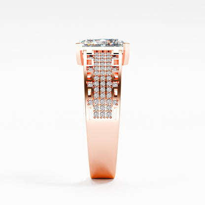 The Lattice - Men's Emerald Cut Diamond & Pavé Ring