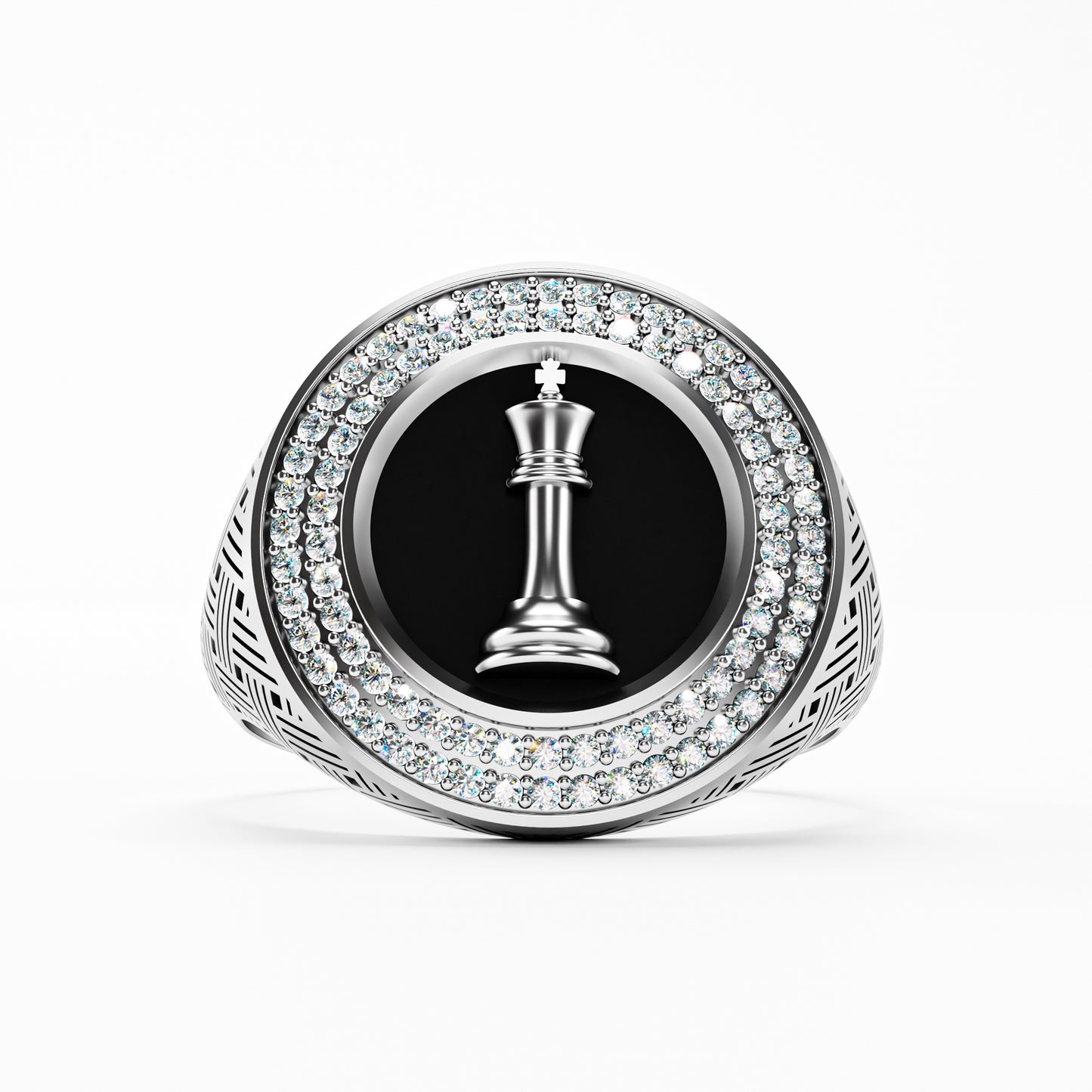 The King - Chess King Diamond Signet | onyx Ring by Gehnok