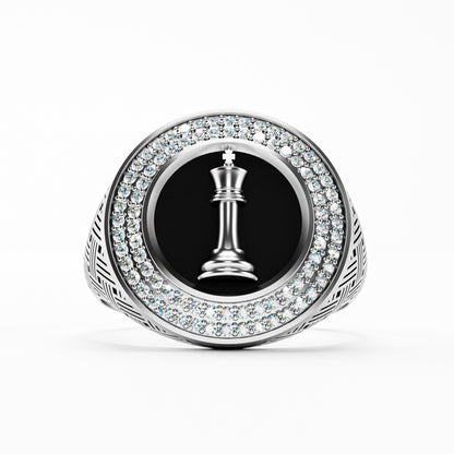 The King - Chess King Diamond Signet | onyx Ring by Gehnok