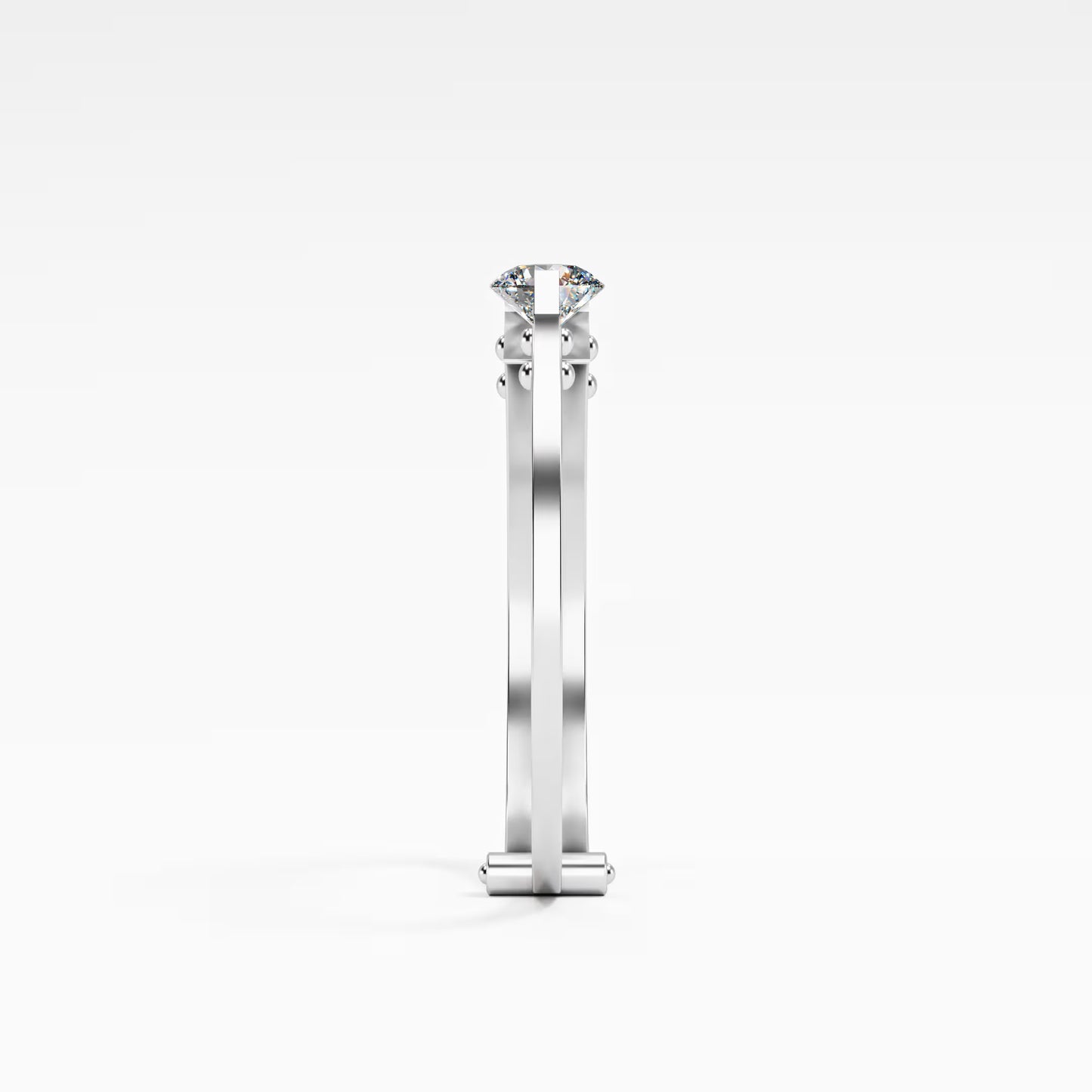 Double Rail Open-Shank Solitaire Ring