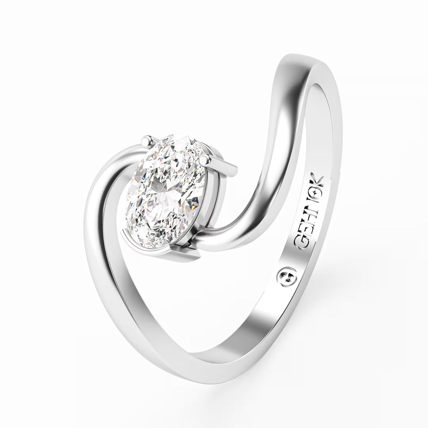 The Swirl - Oval Diamond Bypass Loop Ring by Gehnok