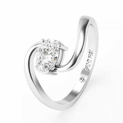 The Swirl - Oval Diamond Bypass Loop Ring by Gehnok
