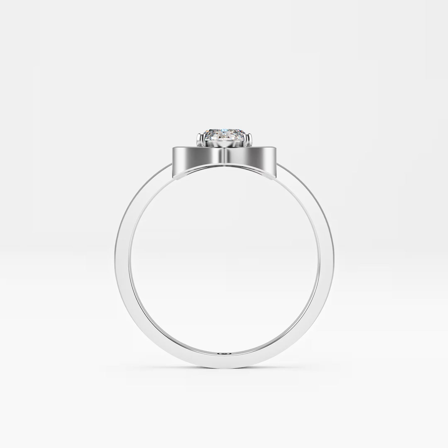 Lotus Four-Petal Solitaire Ring