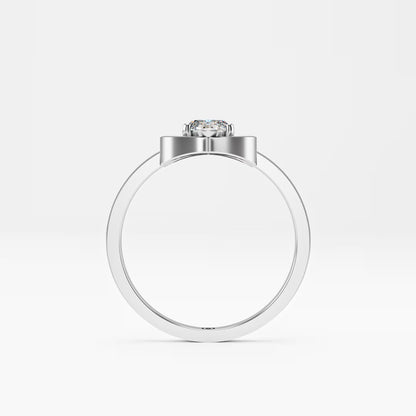 Lotus Four-Petal Solitaire Ring