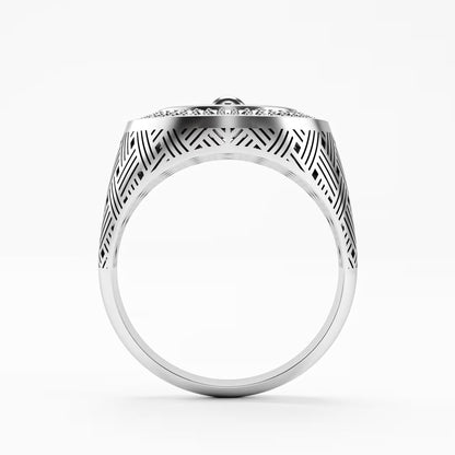 The King - Chess King Diamond Signet | onyx Ring by Gehnok