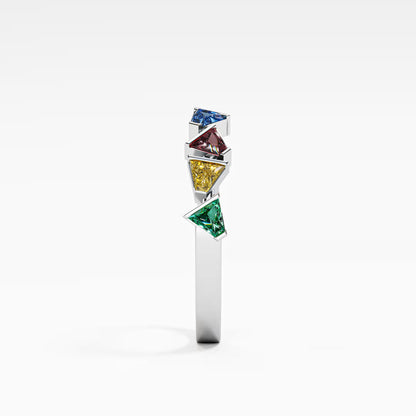 Four-Stone Trillion Cascade Ring