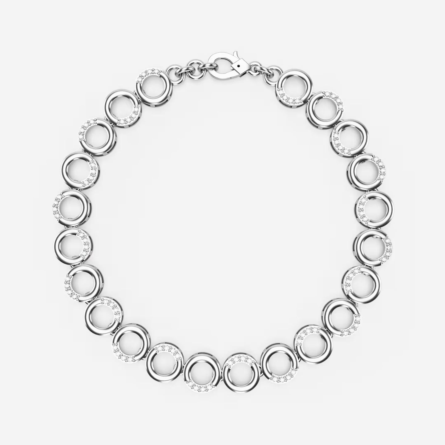 The Circle Link - Two-Tone Gold Diamond Pavé Geometric Bracelet