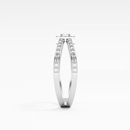 Emerald-Cut Halo Ring, Double Criss-Cross Pavé Band