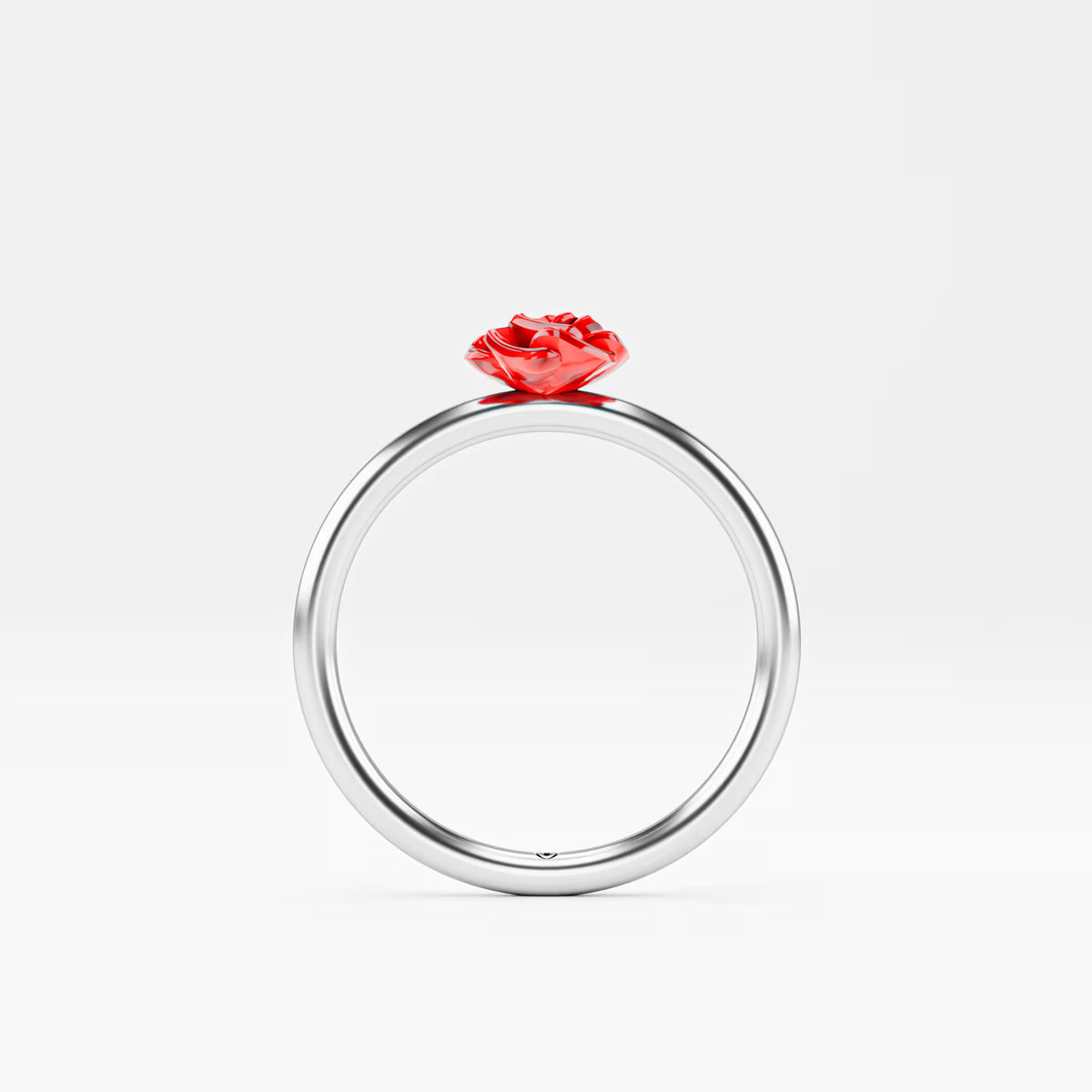 Red Enamel Rose Ring
