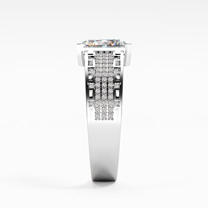 The Lattice - Men's Emerald Cut Diamond & Pavé Ring