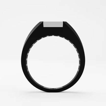 The Onyx Crown - Emerald Cut Diamond Ring on Black Onyx Band