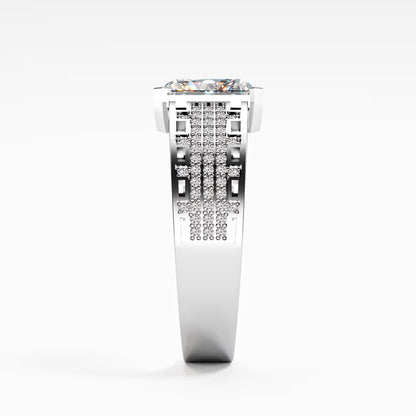 The Lattice - Men's Emerald Cut Diamond & Pavé Ring
