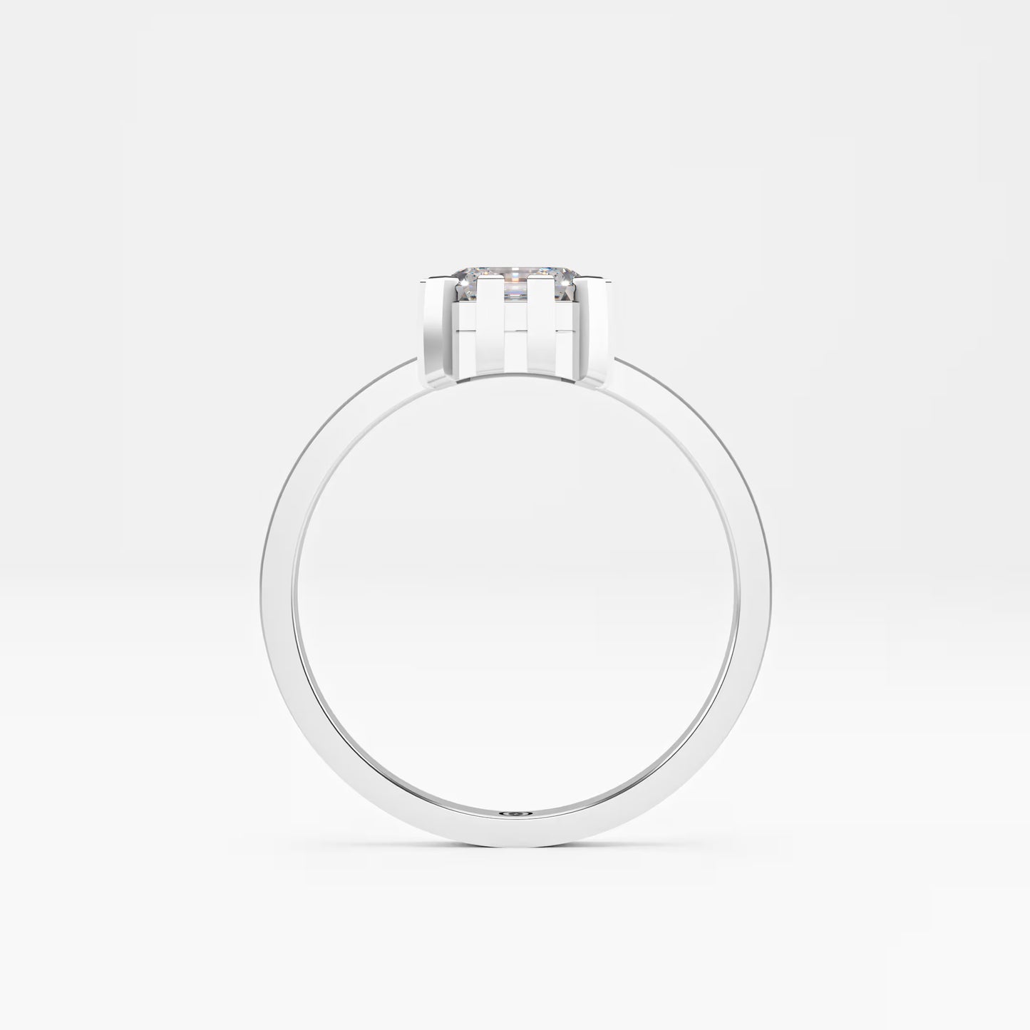 The Asscher -  Art Deco Geometric Cage Asscher Cut Diamond Ring