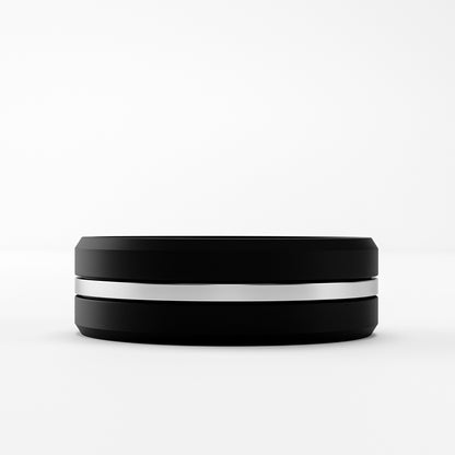 The Onyx Stripe - Black Onyx Band with Gold Center Inlay