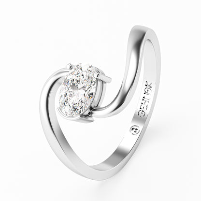 The Swirl - Oval Diamond Bypass Loop Ring by Gehnok