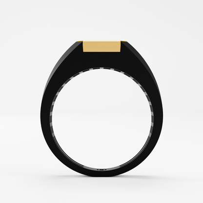 The Onyx Crown - Emerald Cut Diamond Ring on Black Onyx Band
