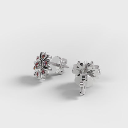 The Compass Star - Ruby Sunburst Stud Earrings by Gehnok