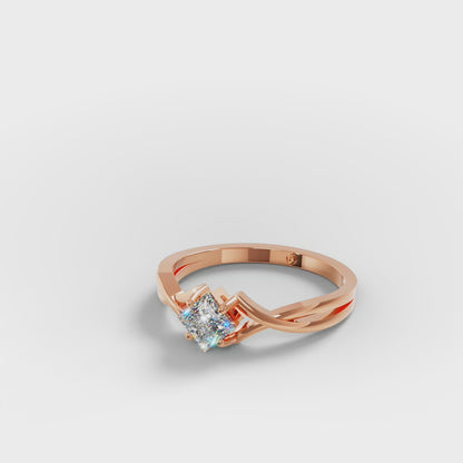 Princess Cut Twist Crossover Ring