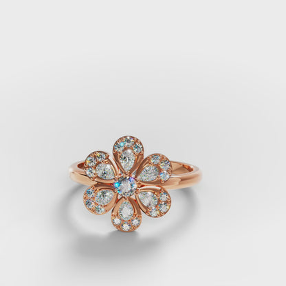 The Blossom - Two-Tone Gold Floral Diamond Cluster Ring by Gehnok