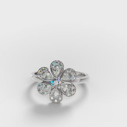 The Blossom - Two-Tone Gold Floral Diamond Cluster Ring by Gehnok