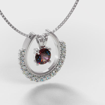The Floating Ruby - Horseshoe Halo Pendant