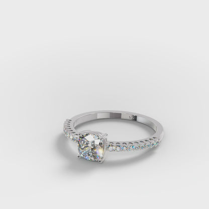 Cushion Cut Diamond Pavé band Ring