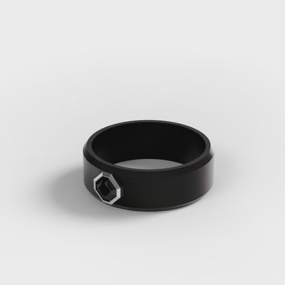 The Onyx Hex - Black Diamond Octagon Bezel Ring