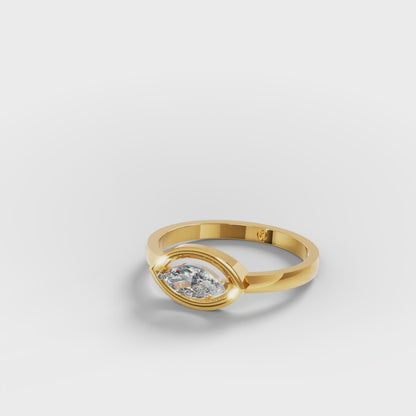 Marquise Eye-Halo Solitaire Ring