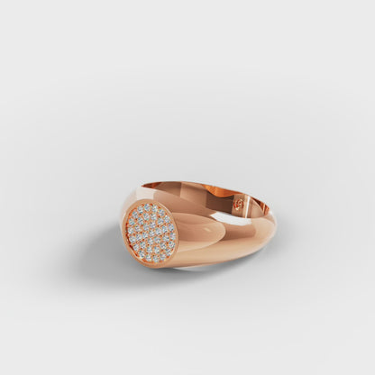 The Diamond Signet - Oval Pavé Diamond Men's Ring