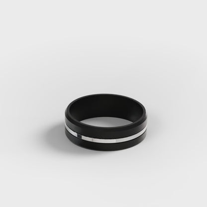 The Onyx Stripe - Black Onyx Band with Gold Center Inlay