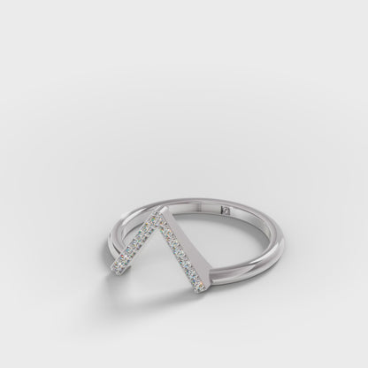 Geometric Pavé Chevron Band - Gold Diamond Triangle Ring
