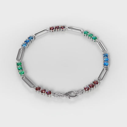 The Prism - Women's Rainbow Multi-Color Gemstone Paperclip Chain Bracelet