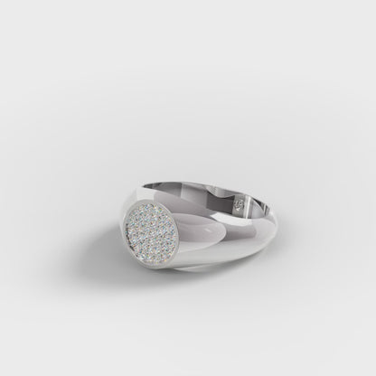 The Diamond Signet - Oval Pavé Diamond Men's Ring