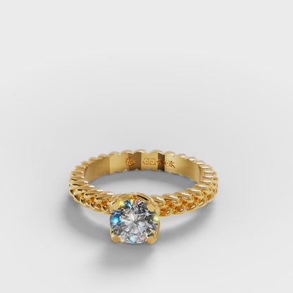 The Rope Solitaire - Twisted Braid Diamond Ring by Gehnok