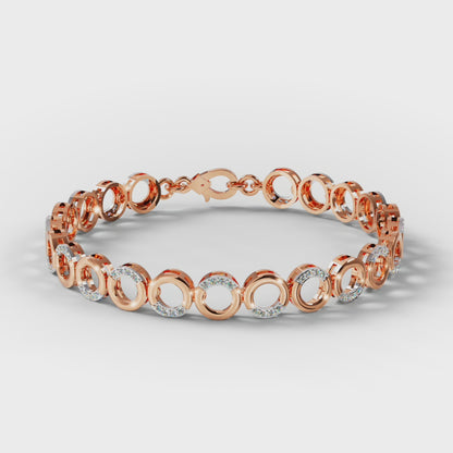 The Circle Link - Two-Tone Gold Diamond Pavé Geometric Bracelet