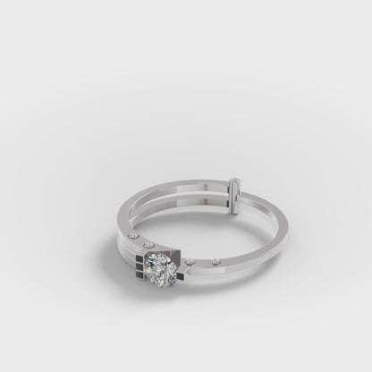 Double Rail Open-Shank Solitaire Ring
