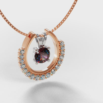 The Floating Ruby - Horseshoe Halo Pendant