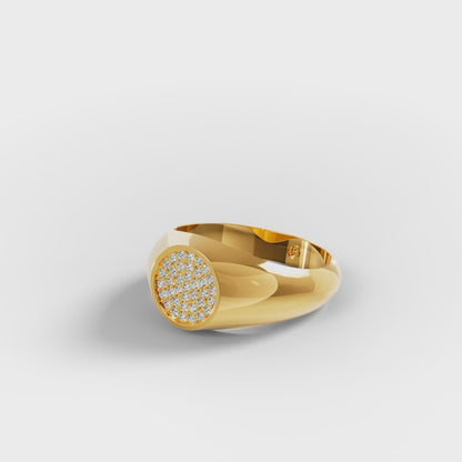 The Diamond Signet - Oval Pavé Diamond Men's Ring