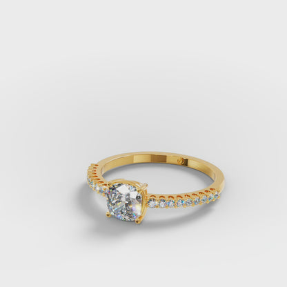 Cushion Cut Diamond Pavé band Ring