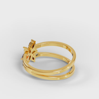 Ruby & Diamond Floating Star Cluster Ring
