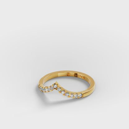 The Chevron Band - Gold Diamond V-Shape Stackable Ring by Gehnok
