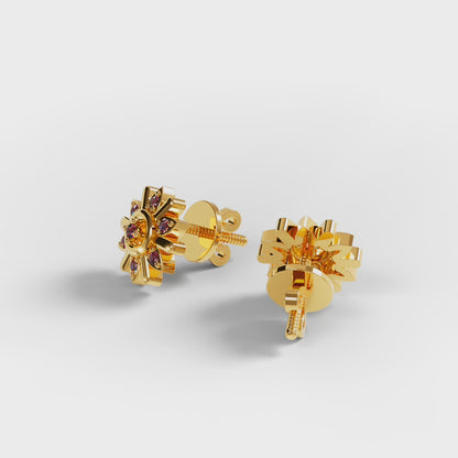 The Compass Star - Ruby Sunburst Stud Earrings by Gehnok