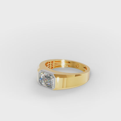 The Executive Two-Tone Gold Men's East-West Emerald Cut Diamond Ring