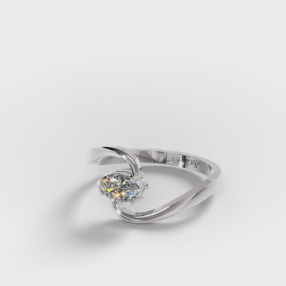 The Swirl - Oval Diamond Bypass Loop Ring by Gehnok