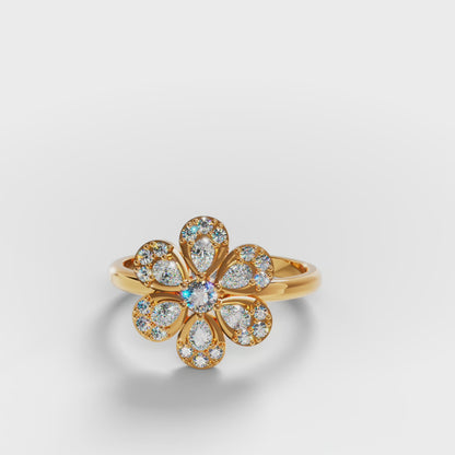 The Blossom - Two-Tone Gold Floral Diamond Cluster Ring by Gehnok