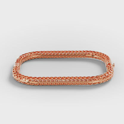 Rose Gold Woven Diamond Bracelet with Pavé Diamond Bar